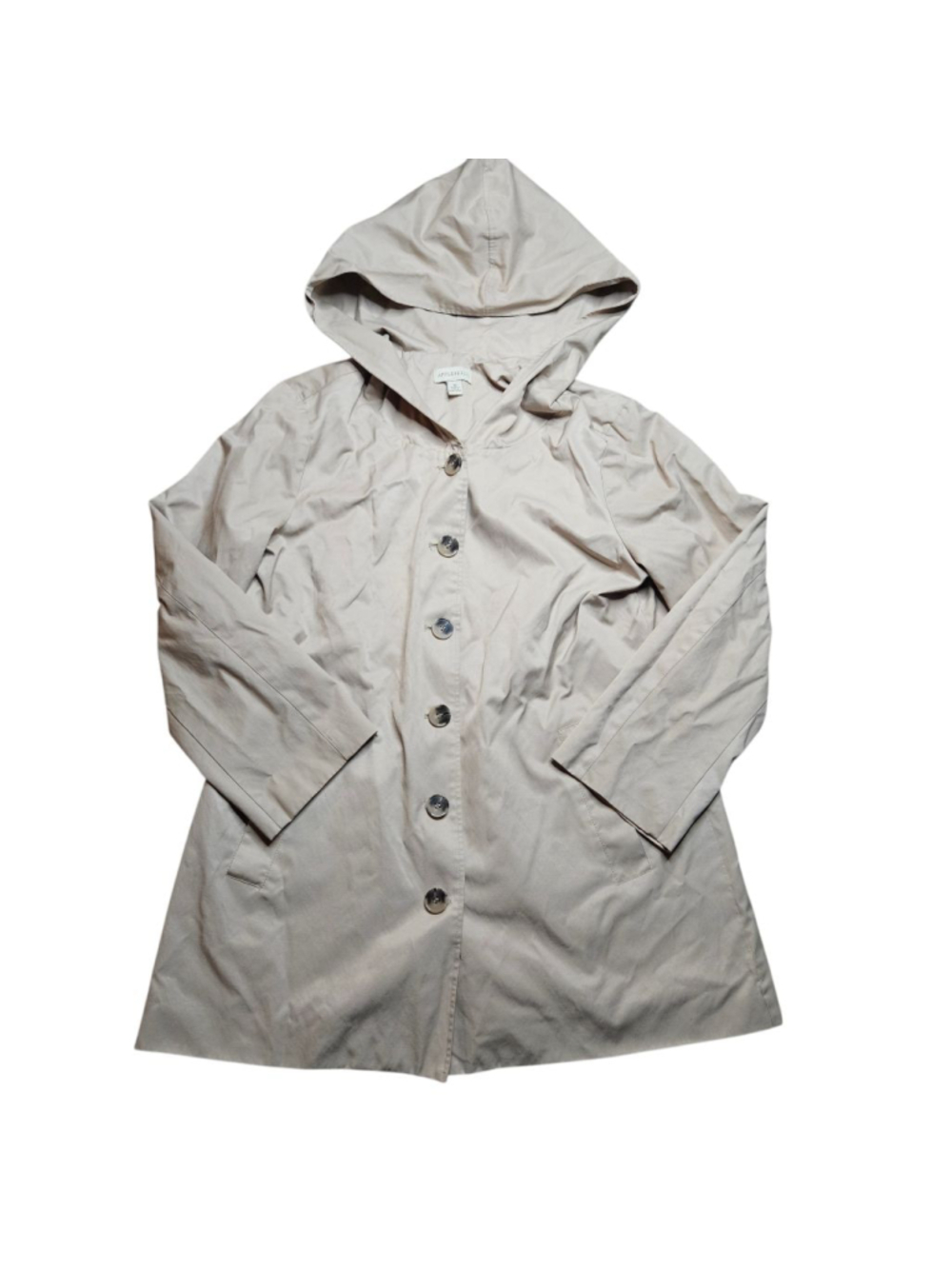 Appleseed's Medium Beige Hooded Button Front Coat - Picture 2 of 6